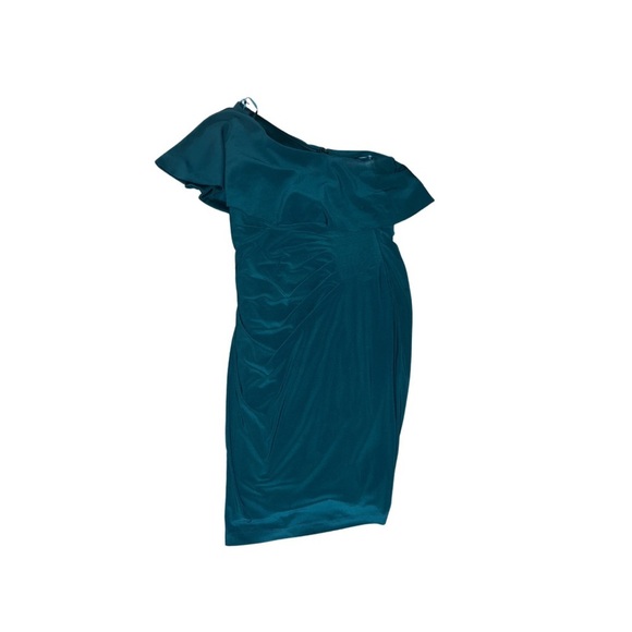 X By Xscape Teal One-Shoulder RuchedCocktail Dress - Size 16